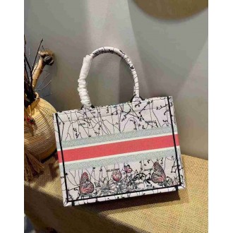Dior Medium Book Tote Bag In Multicolor Dior Constellation Embroidery