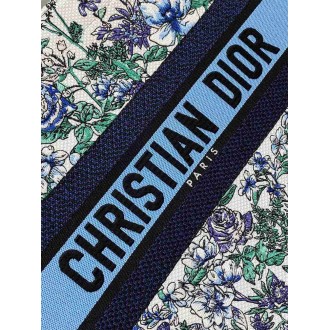 Dior Medium Book Tote Bag In Multicolor Flowers Constellation Embroidery