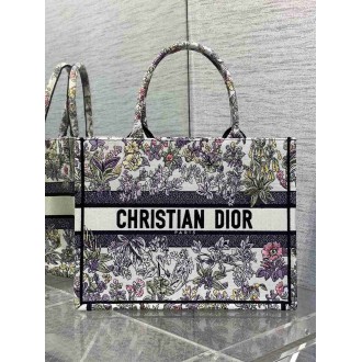 Dior Medium Book Tote Bag in Multicolor Millefiori Unicorn Embroidery