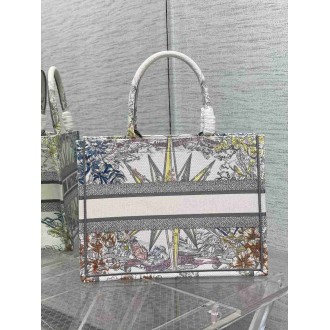 Dior Medium Book Tote Bag In Multicolor Reve d'Infini Embroidery
