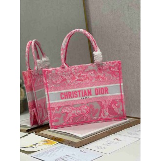 Dior Medium Book Tote Bag In Pink Transparent Toile de Jouy Canvas