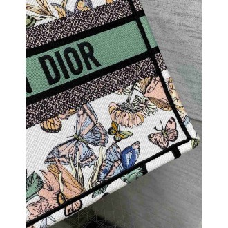 Dior Medium Book Tote Bag in White Toile de Jouy Mexico Embroidery