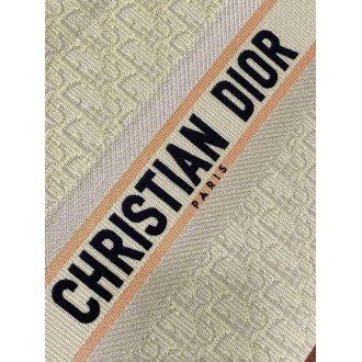Dior Medium Book Tote Bag with Strap in Beige Oblique Embroidered Raffia