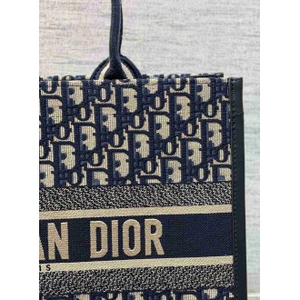 Dior Medium Book Tote Bag with Strap in Blue Dior Oblique Canvas
