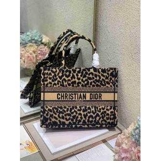 Dior Medium Book Tote Bag In Beige Multicolor Mizza Embroidery
