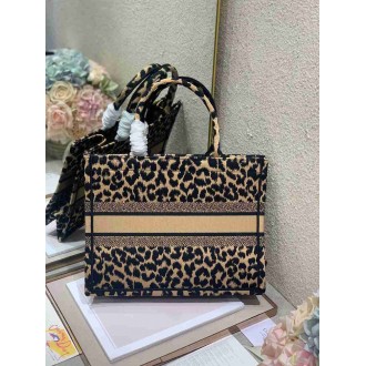 Dior Medium Book Tote Bag In Beige Multicolor Mizza Embroidery