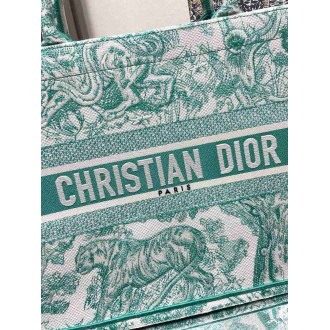 Dior Medium Dioriviera Book Tote in Aquamarina Toile de Jouy Embroidery