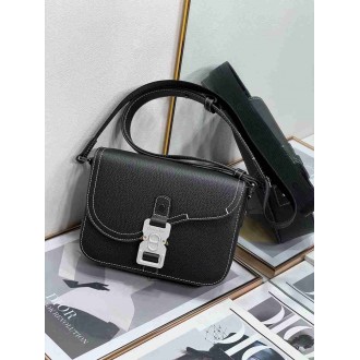 Dior Men's Small Saddle Messenger Bag In Black Grained Calfskin