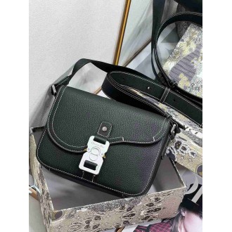 Dior Men's Small Saddle Messenger Bag In Black Grained Calfskin