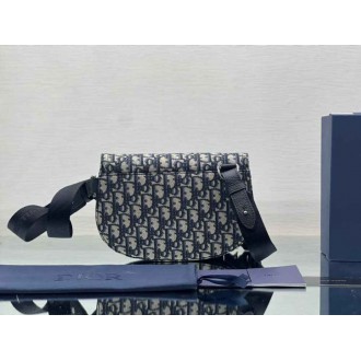 Dior Men's Saddle Pouch in Beige and Black Dior Oblique Jacquard