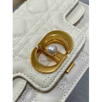 Dior Mini Jolie Top Handle Bag in White Cannage Calfskin