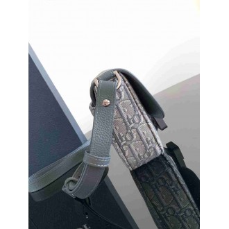 Dior Mini Saddle Messenger Bag in Grey Oblique Jacquard and Calfskin