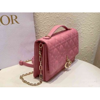 Dior Miss Dior Top Handle Bag in Melocoton Pink Cannage Lambskin