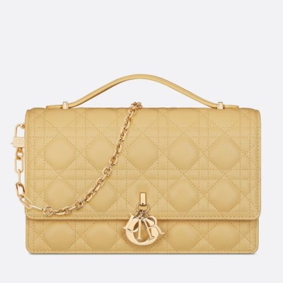 Dior Miss Dior Top Handle Bag in Pastel Yellow Cannage Lambskin