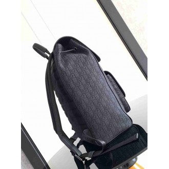 Dior Saddle Backpack with Flap in Black Oblique Jacquard