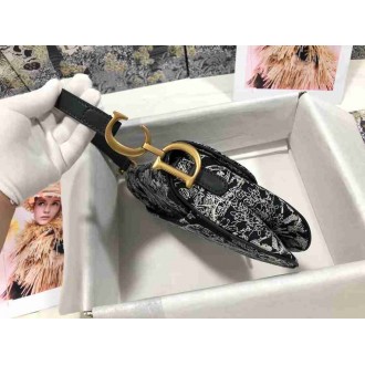 Dior Saddle Bag In Blue Toile de Jouy Reverse Jacquard