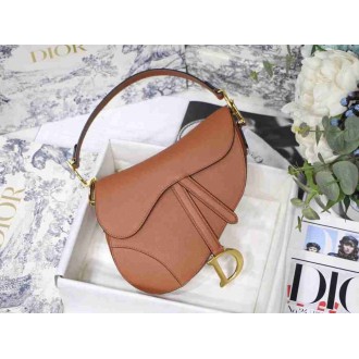 Dior Saddle Bag In Dark Tan Grained Calfskin