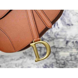 Dior Saddle Bag In Dark Tan Grained Calfskin