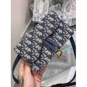 Dior Saddle Belt Bag In Blue Dior Oblique Jacquard