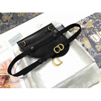 Dior Saddle Belt Pouch In Black Smooth Calfskin