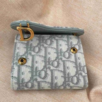 Dior Saddle Lotus Wallet In Grey Oblique Jacquard