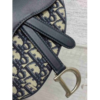 Dior Saddle Mini Bag with Strap in Oblique Jacquard and Calfskin