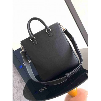 Dior Saddle Tote Bag Black in Grained Calfskin