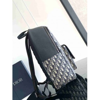 Dior Saddle Zip Backpack in Beige Oblique Jacquard