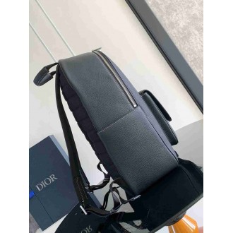 Dior Saddle Zip Backpack in Black Grained Calfskin