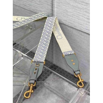 Dior Shoulder Strap with Ring in Gray Oblique Embroidery