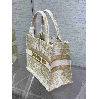 Dior Small Book Tote Bag In Gold Reve d'Infini Embroidery