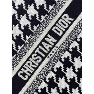 Dior Small Book Tote Bag In Micro Houndstooth Embroidery