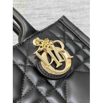 Dior Small Book Tote Bag with Strap in Black Macrocannage Calfskin