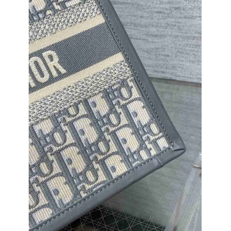Dior Small Book Tote Bag with Strap in Grey Dior Oblique Canvas