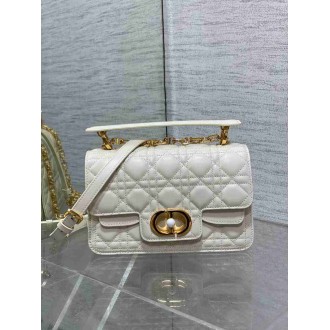 Dior Small Jolie Top Handle Bag in White Cannage Calfskin