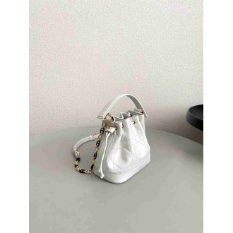Dior Small Jolie Bucket Bag in White Macrocannage Lambskin