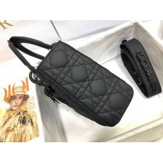 Dior Small Lady Dior My ABCDior Bag In Black Ultramatte Calfskin