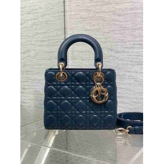 Dior Small Lady Dior My ABCDior Bag in Navy Blue Lambskin