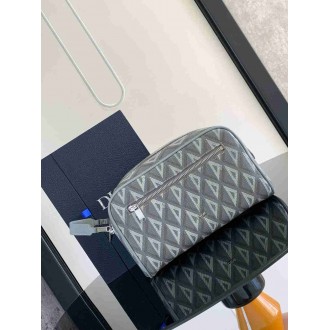 Dior Toiletry Bag in Grey CD Diamond Canvas