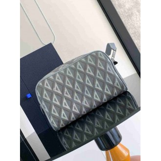 Dior Toiletry Bag in Grey CD Diamond Canvas
