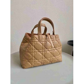 Dior Toujours Large Bag in Brown Macrocannage Calfskin