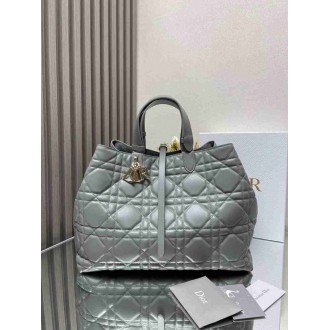 Dior Toujours Large Bag in Grey Macrocannage Calfskin