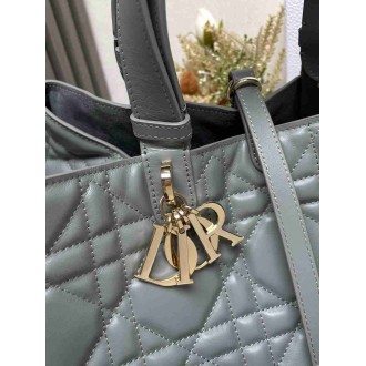Dior Toujours Large Bag in Grey Macrocannage Calfskin