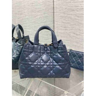 Dior Toujours Medium Bag in Blue Macrocannage Calfskin