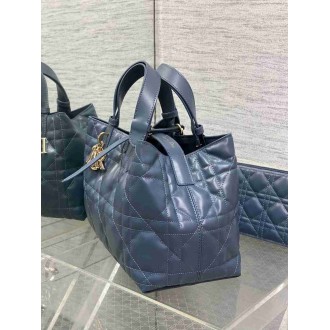 Dior Toujours Medium Bag in Blue Macrocannage Calfskin