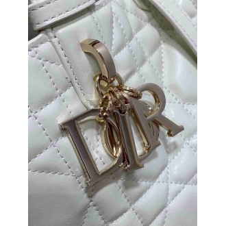 Dior Toujours Small Bag in White Macrocannage Calfskin