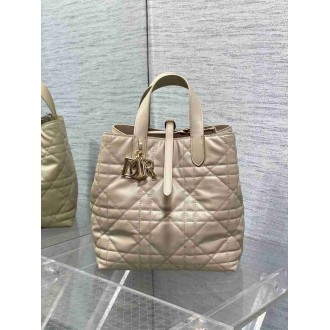 Dior Toujours Vertical Medium Tote Bag in Beige Macrocannage Calfskin