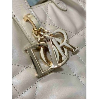 Dior Toujours Vertical Small Tote Bag in Beige Macrocannage Calfskin