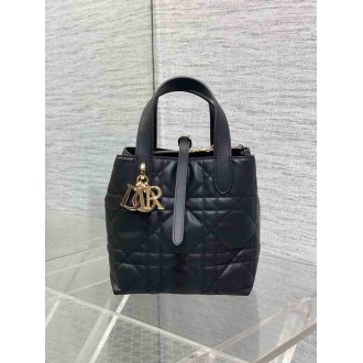Dior Toujours Vertical Small Tote Bag in Black Macrocannage Calfskin