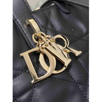 Dior Toujours Vertical Small Tote Bag in Black Macrocannage Calfskin